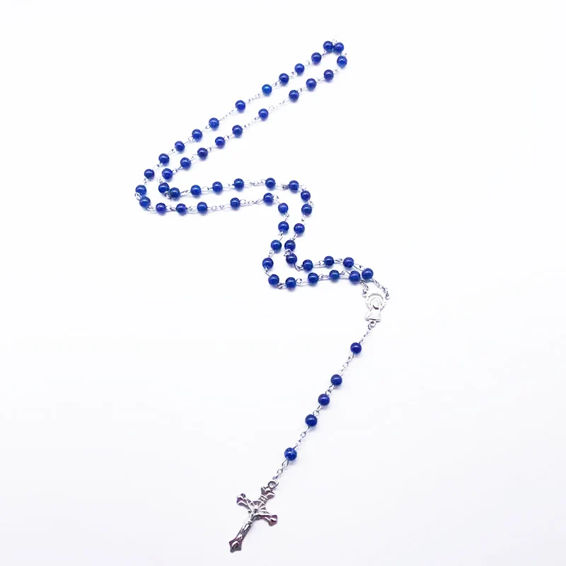 4 мм темно зеленый жемчуг крест ожерелье Девы Марии молитва удачи