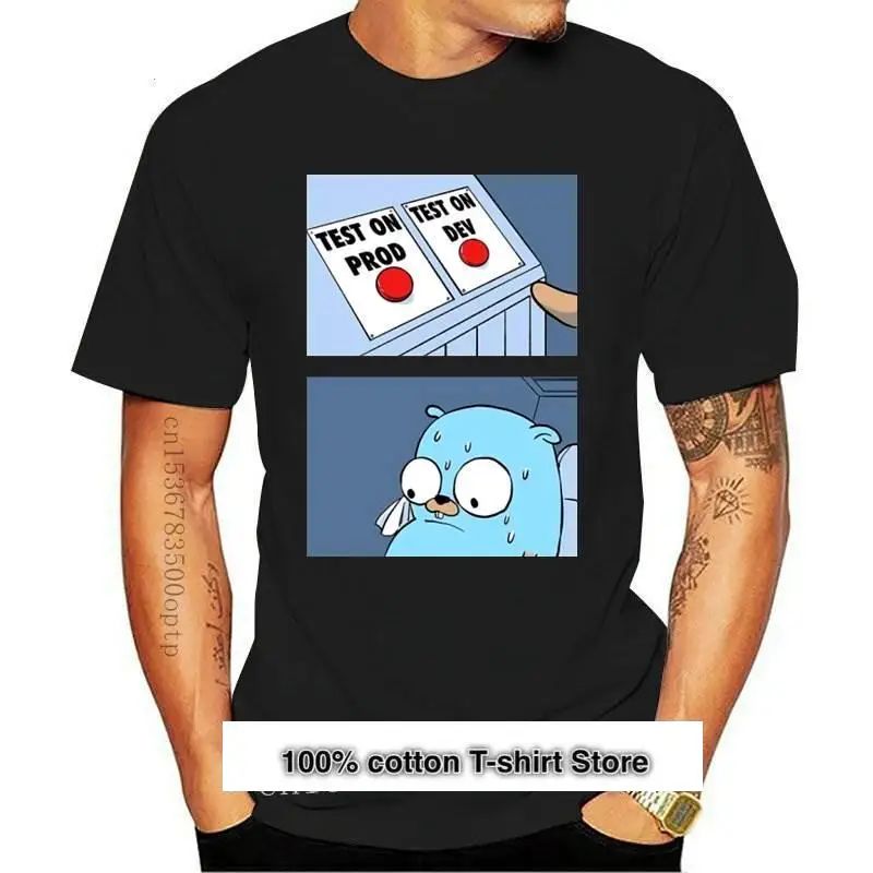 

Camiseta divertida para hombre, camisa de manga corta con dos botones Golang Gopher, cuello redondo, gráfico, nueva