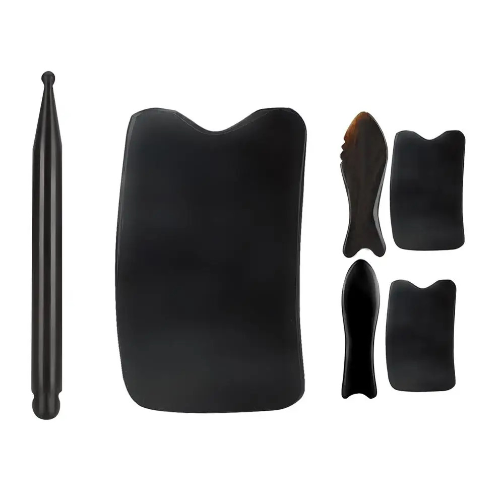 

Natural Horn Scraping Board SPA Relieve Muscle Pain Acupuncture Tuina Body Massage Chinese Traditional Face GuaSha Board Therapy