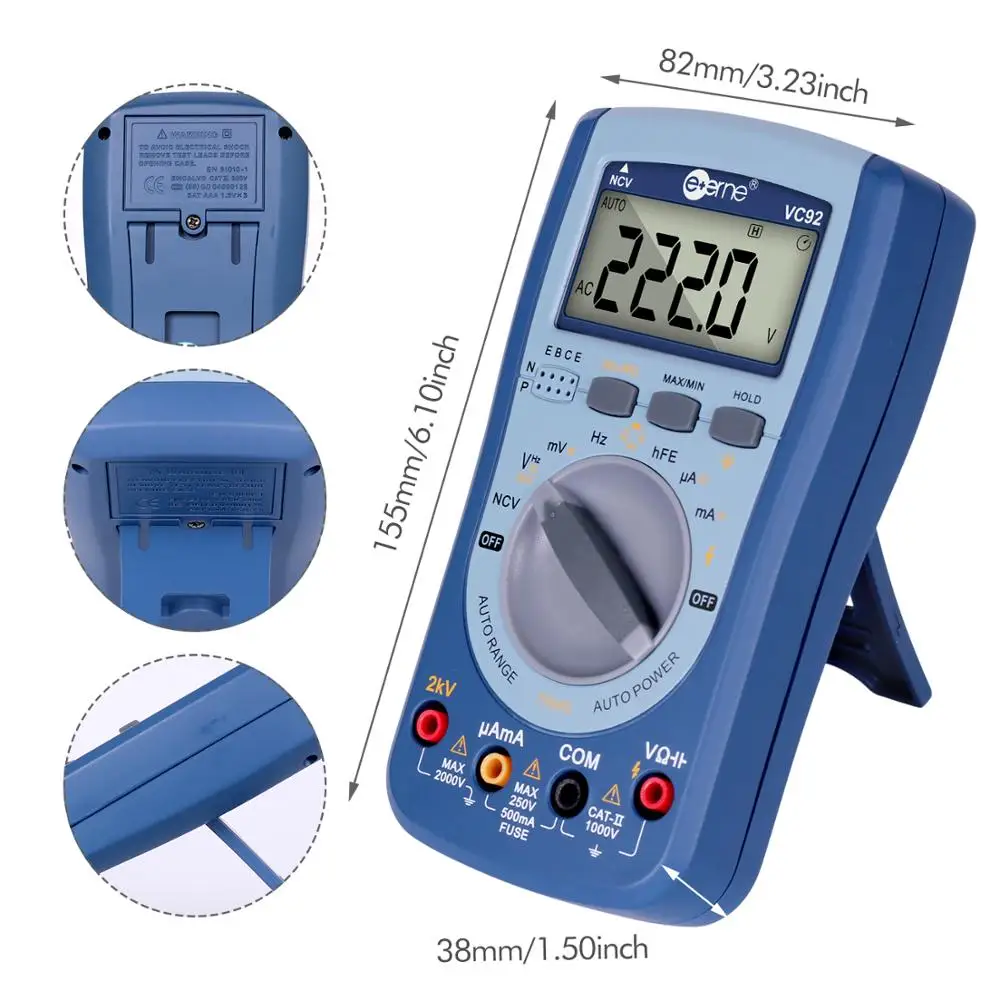 Цифровой мультиметр VC92 автоматический с ЖК дисплеем напряжение и сопротивление