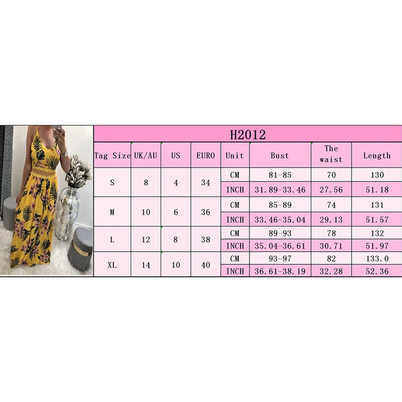

2020 New Women Sleeveless Floral Dress Hollow Out V Neck Summer Boho Dress Beach Holiday Party Loose Long Sundress /BY