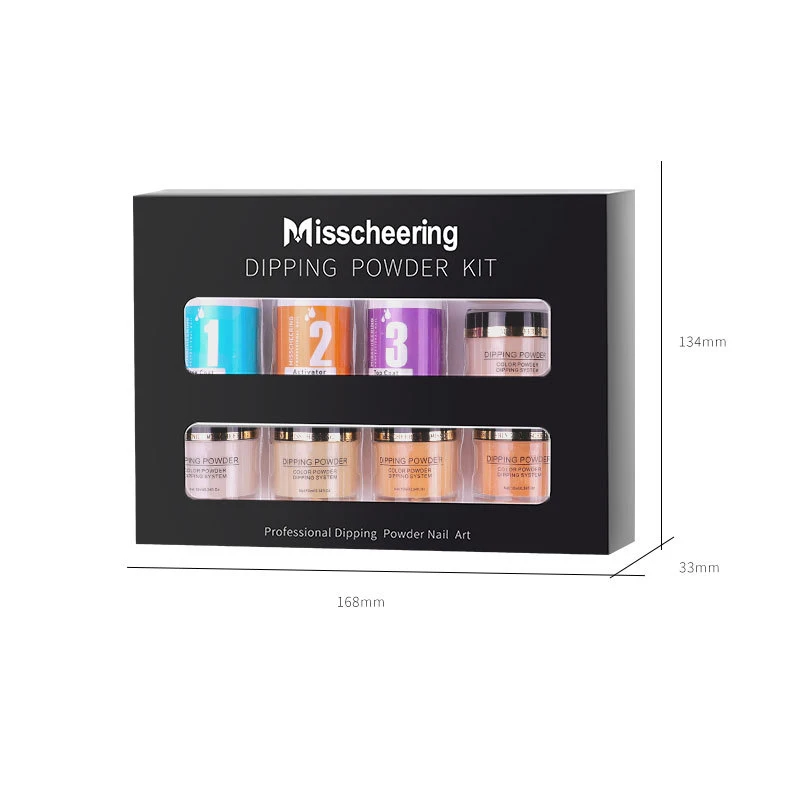 

Dipping Powder Set Nail Holographic Glitter Nail Set for Manicure Gel Nail Polish 10g Chrome Pigment Powder with Base & Top Coat