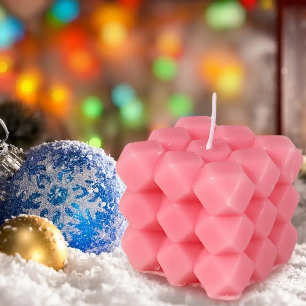 Ароматические свечи 1 шт. 3D геометрические кубические искусственное украшение