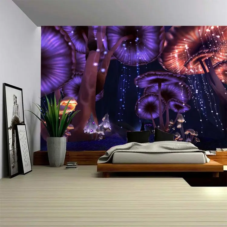

Magical Mushroom Tapestry Wall Hanging Landscape Wall Tapestry Psychedelic Nature Forest Wall Carpet Home Decor Bedroom Home