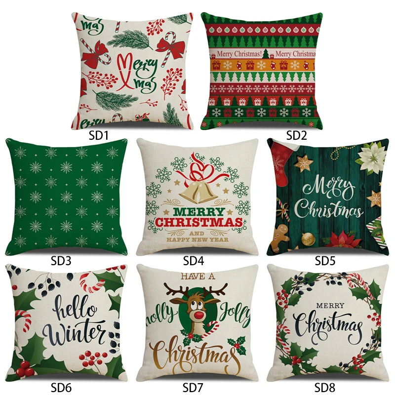 

45x45 cm Christmas Cushion Covers Xmas Decor Merry Christmas For Home Noel Natal Navidad New Year 2022