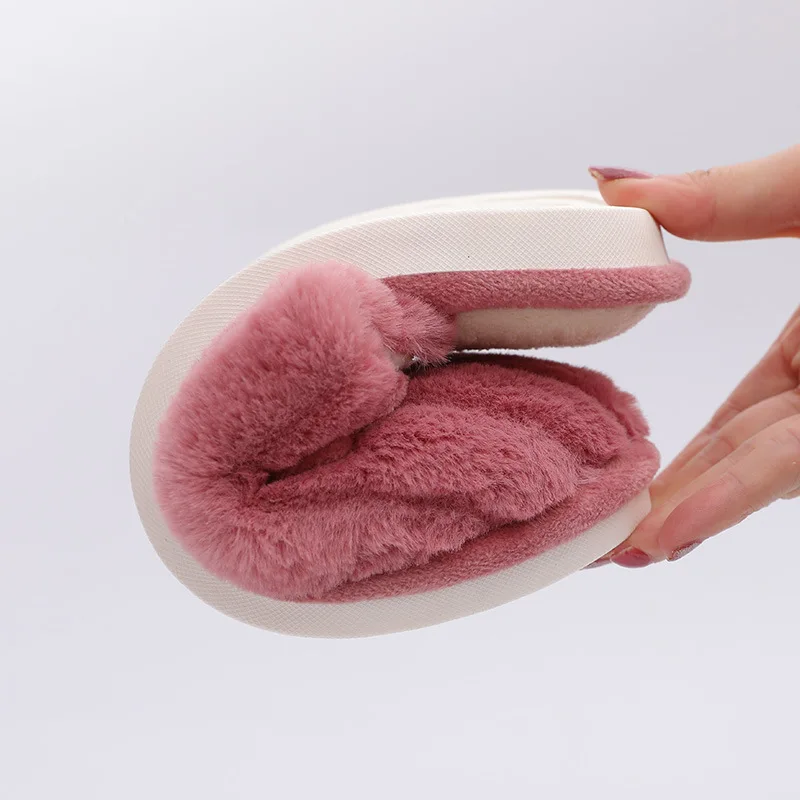 Женские меховые тапочки с бантом мягкие домашние хлопковые тапки пенным