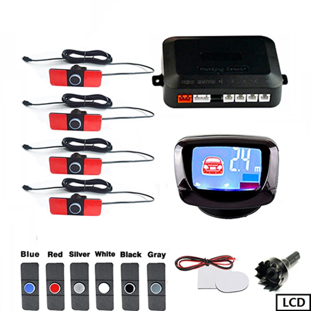 Комплект парковочного датчика 4 плоских звуковой сигнал/светодиодный/ЖК дисплей