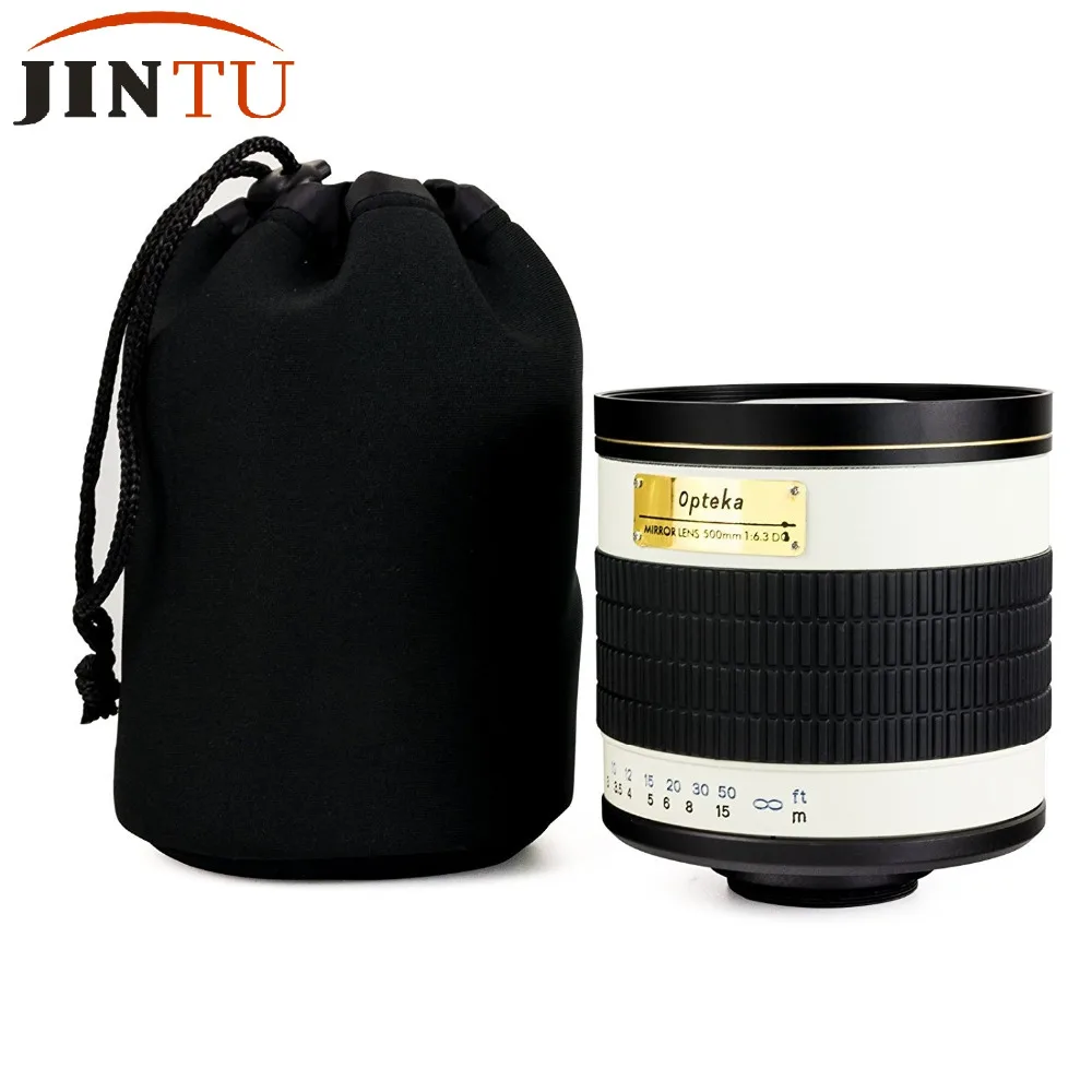 Телеобъектив JINTU 500 мм f/6 3 MF белый зеркальный для камеры Sony Alpha DSLR с байонетом A