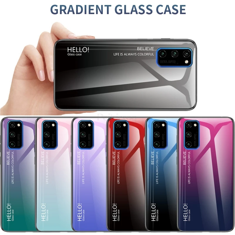 Градиентный чехол из закаленного стекла для телефона Huawei Honor 9X Pro 8X MAX Mate 30 20 10 9 Lite Y9