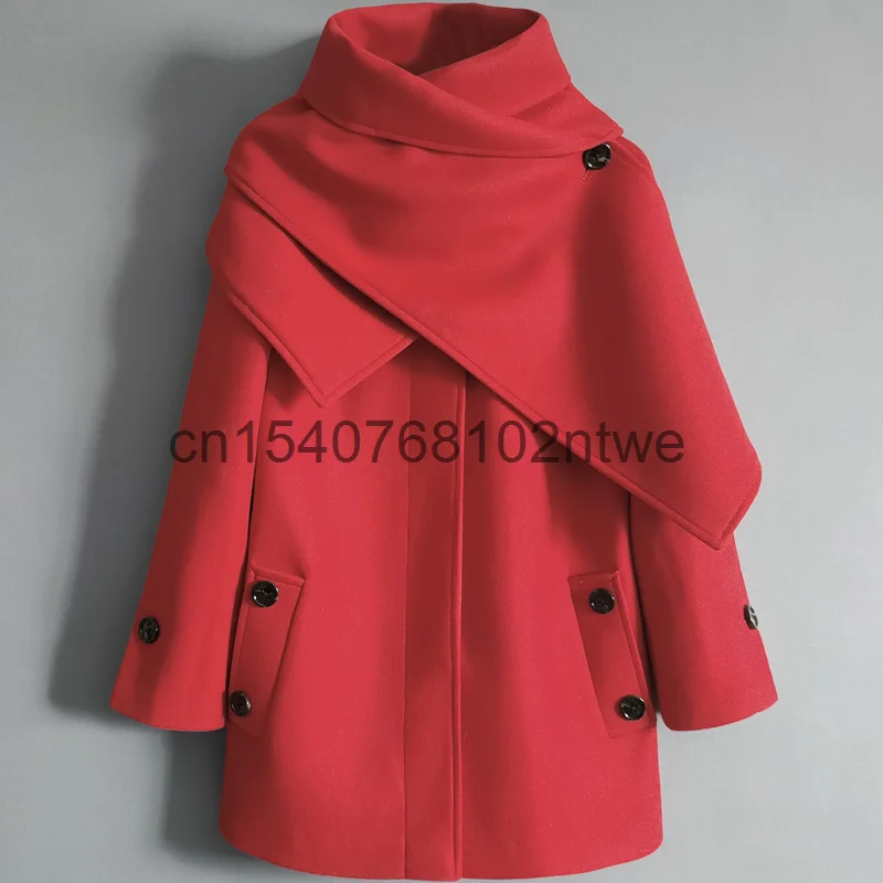 

Шерстяное пальто с воротником-шалью типа А для женщин на осень и зиму 2021