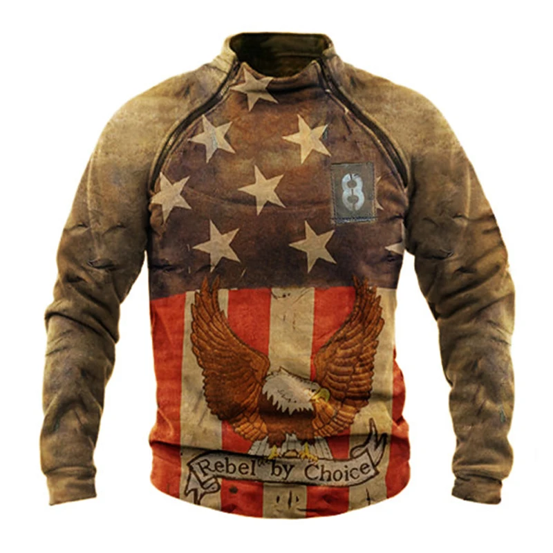 

QSuper Spring&Autumn Men Pullover Sweatshirt Multi-Pictures Streetwear Men's Hoodie Knight&Eagle&Flag Image Male Sweatshirts