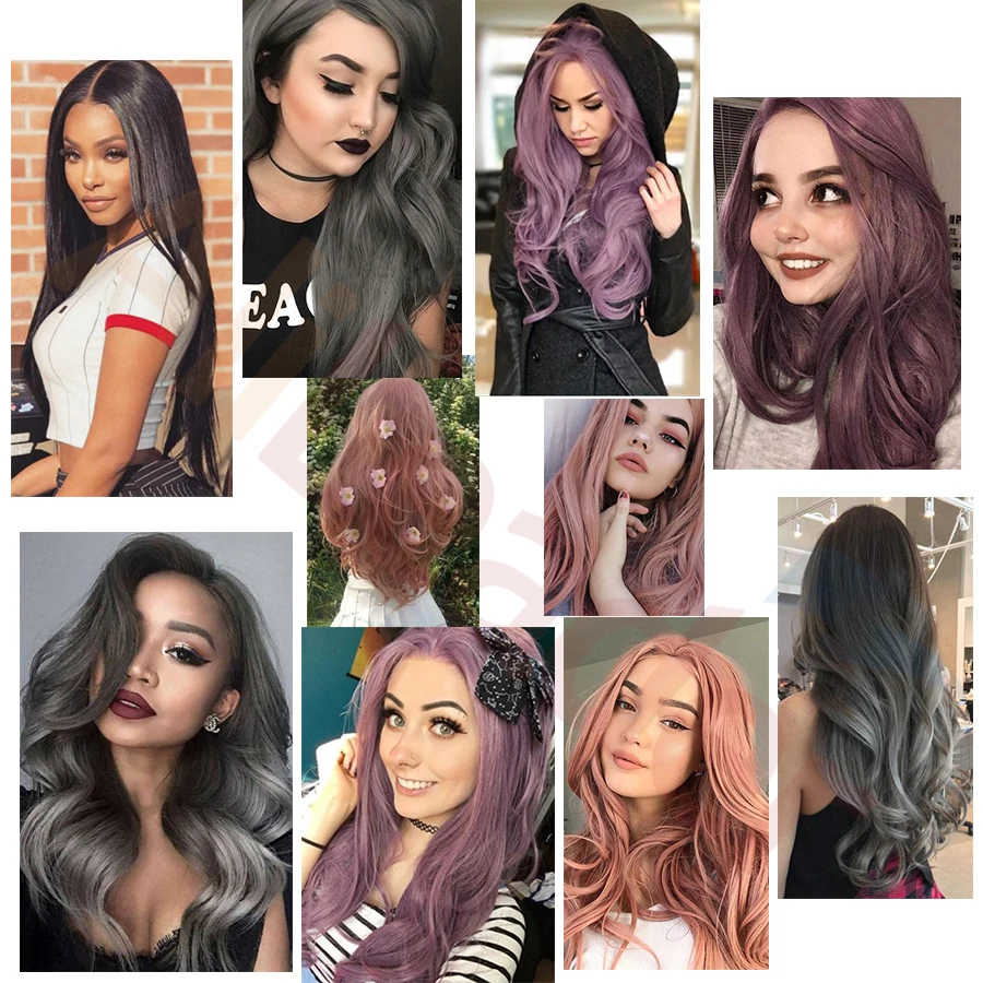 

Alileader Swiss Lace Front Wig Long Soft Kinky Curly Synthetic High Temperature Hair 6Colors Natural Front Lace Wig