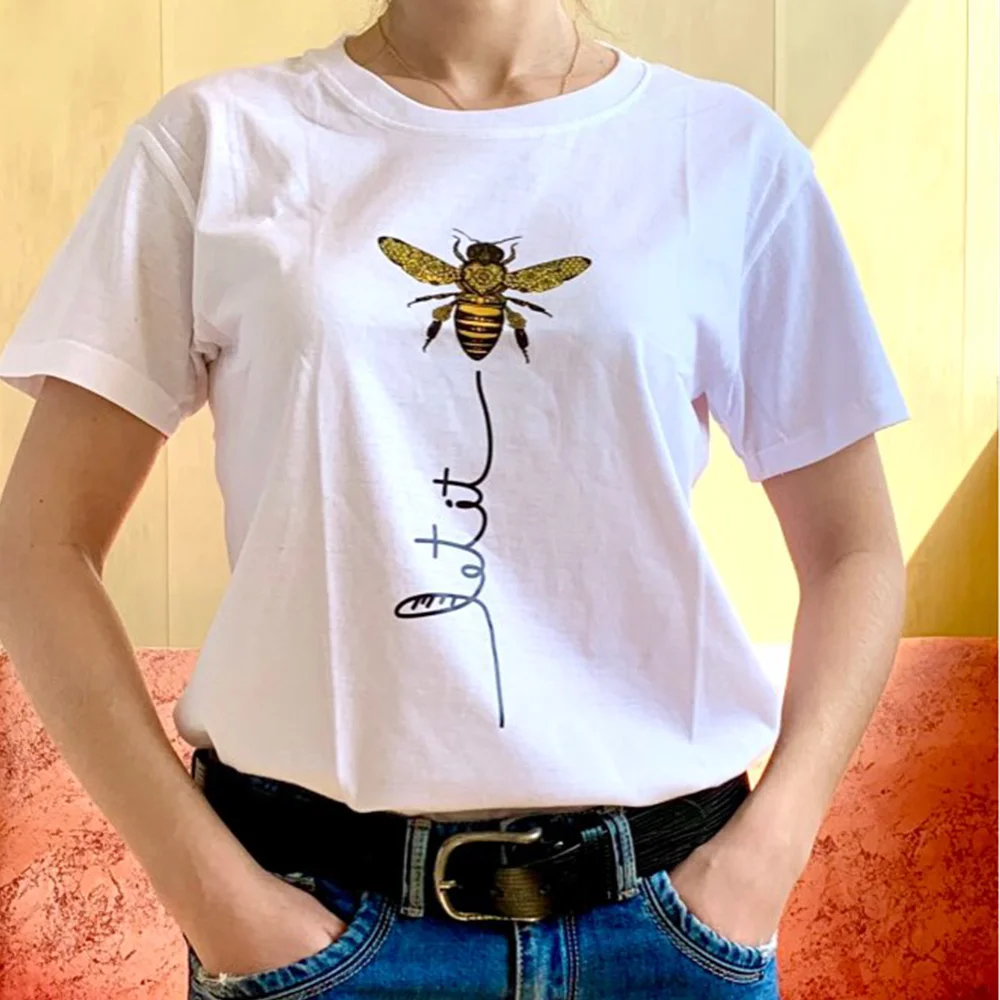 Женская футболка в стиле Хилбилли с принтом пчелы футболки коротким рукавом из