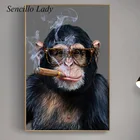 Забавный постер обезьяна, сигарета, животное, живопись, искусство, печать на холсте, современная абстрактная Настенная картина, декор в стиле лофт для гостиной