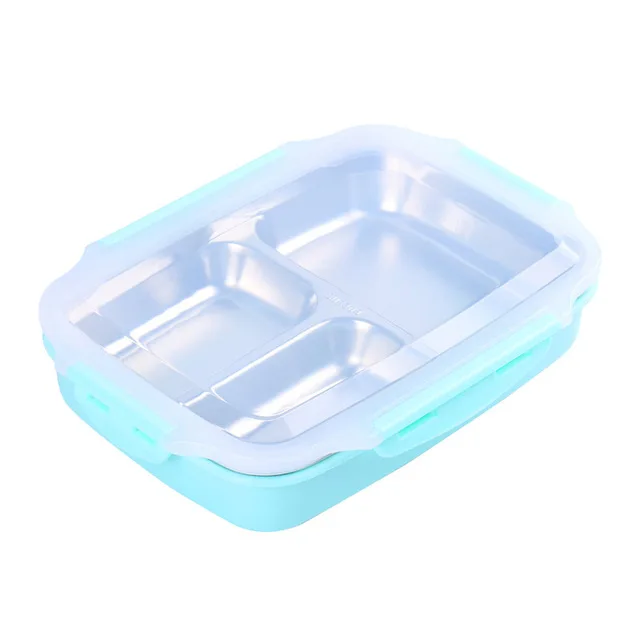 Green lunch box ONEUP Ланч-бокс из нержавеющей стали Портативный для пикника, офиса, школы, еды, контейнер с отделениями, Microwavable термальный Bento box - Цвет: Green lunch box