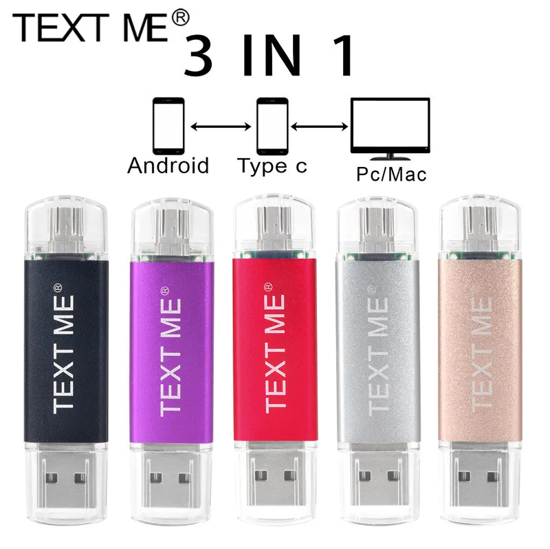 TEXT ME OTG USB2.0 64 Гб USB флешка usb 2 0 флеш накопитель 4 ГБ 8 16 32 usb2.0 Флешка 3 в 1 Type c|USB