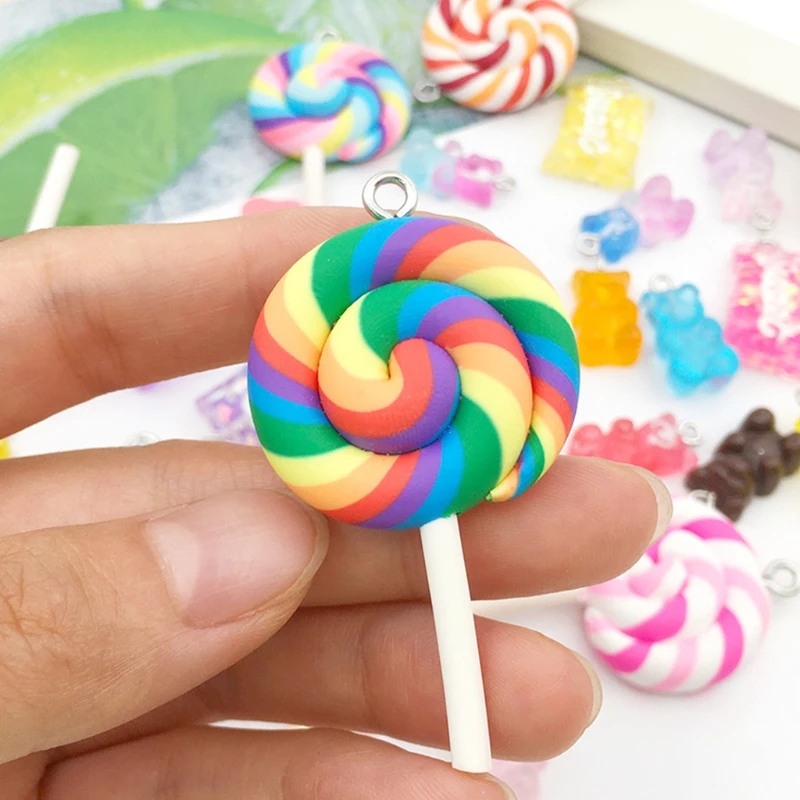 

Y1UE 32 шт. красочные искусственные Подвески DIY Мишка Очаровательная форма леденца для искусства строительные серьги