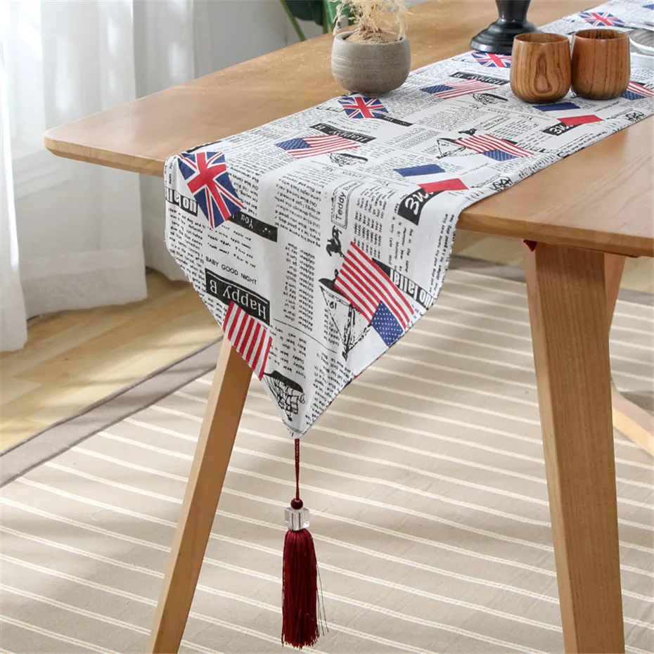 Креативная американская газета прямоугольный стол бегуны для дома Обеденный