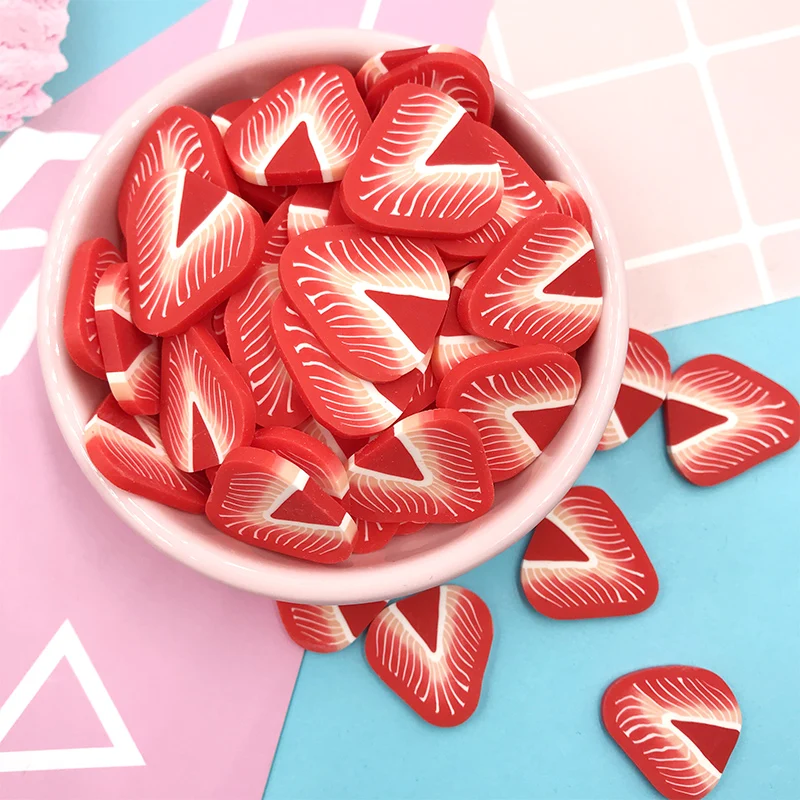 50 шт./лот Большие кусочки клубники Полимерная глина ремесла Сделай сам украшение