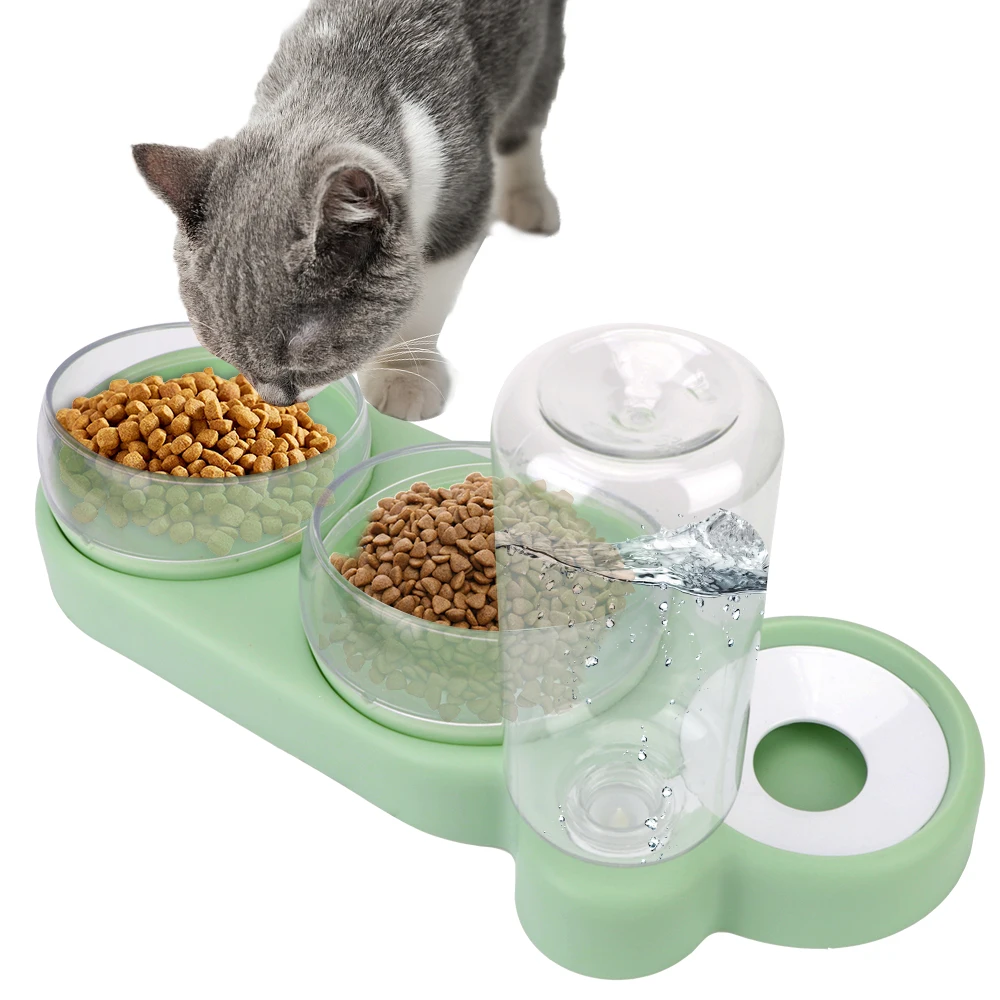 

Двойная чаша для питья, поднятая миска, миски для кошек, собак, кошек, миска для еды, 500 мл, миска для домашних животных, кошки, с водяным фонтан...