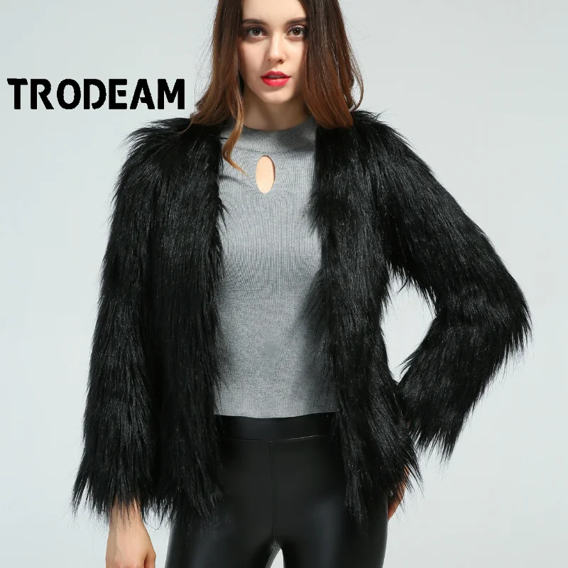 

Женское пальто из искусственного меха TRODEAM, шерстяное пальто с длинным рукавом, Осень-зима 2021