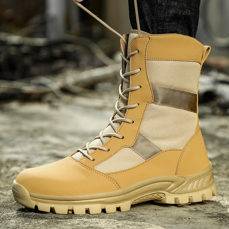 Fashion Military Army Shoes Men Boots High Top Men‘s Hiking Shoes Tactical Force Combat Men‘s Ankle Boot Size 39-45 Botas Hombre
