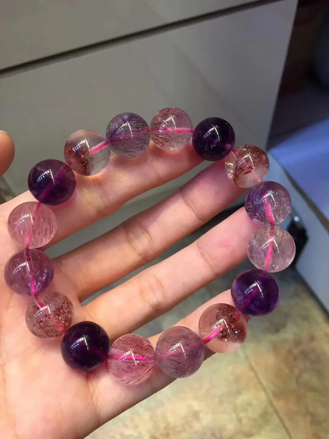 

12.5mm Natural Lepidocrocite Rutilated Quartz Bracelet Super 7 Stone Woman Man Healing Round Beads Bracelets AAAAA Certificate