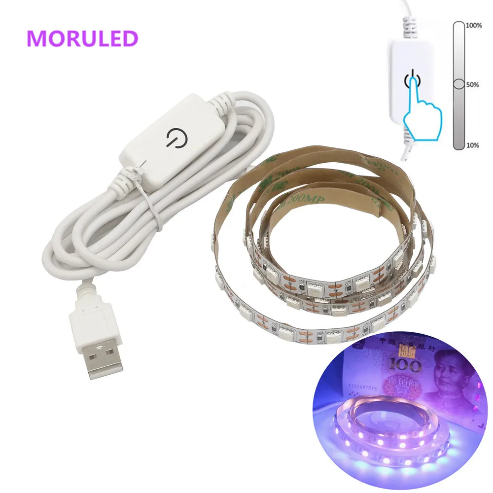 5В USB сенсорный диммер с питанием от УФ светодиодный светильник полосы 5050 SMD 395 405nm