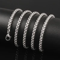 tjp 28 inches 70cm silver color 316l stainless steel 3 5mm square rolo chain pendant necklace jewelry for womenmen
