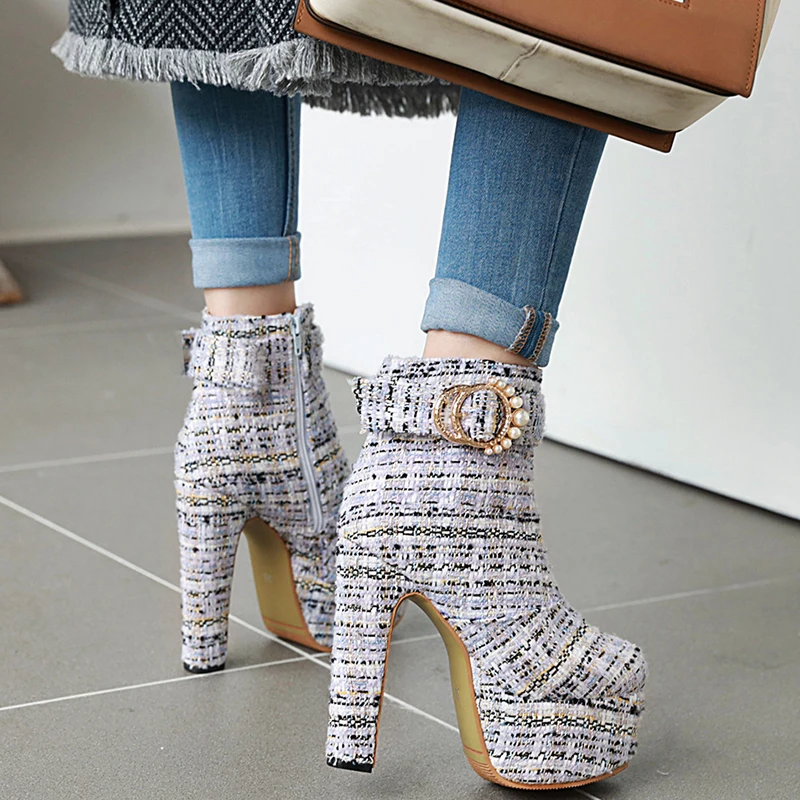 Rimocy/женские ботильоны на массивной платформе модная женская обувь квадратном