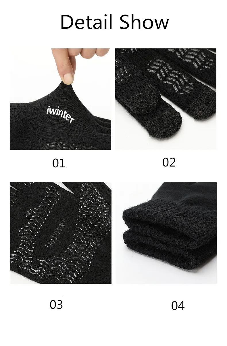 Fashion Touch Screen Gloves Men Women Winter Warm Knitting Mittens Anti Slip Thicken Full Finger Guantes