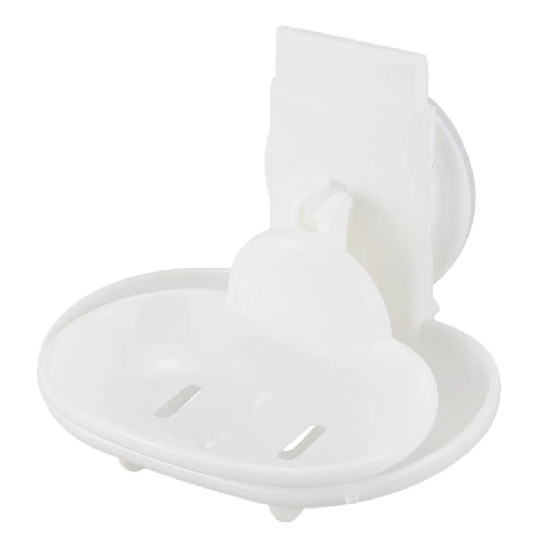 

Double Soap Dish Strong Suction Soap Holder Cup Tray for Shower Bathroom (White)