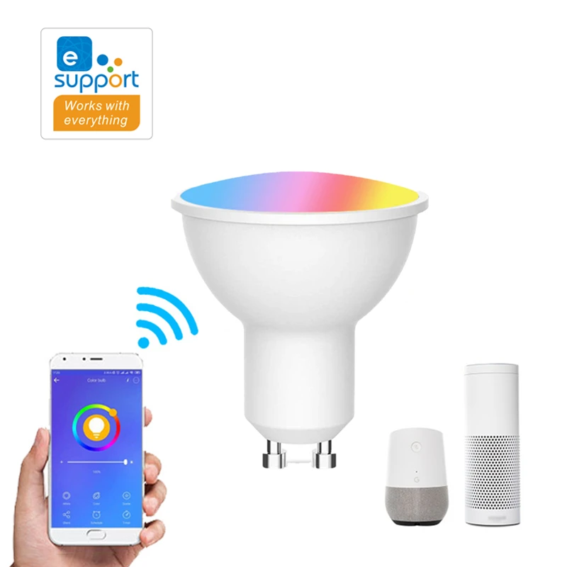 

GU10 Spotlight WiFi Smart Light Bulb 4W RGB+CCT 2700-6500K EWeLink App Voice Remote Control RGB Dimmable For Alexa Google Home