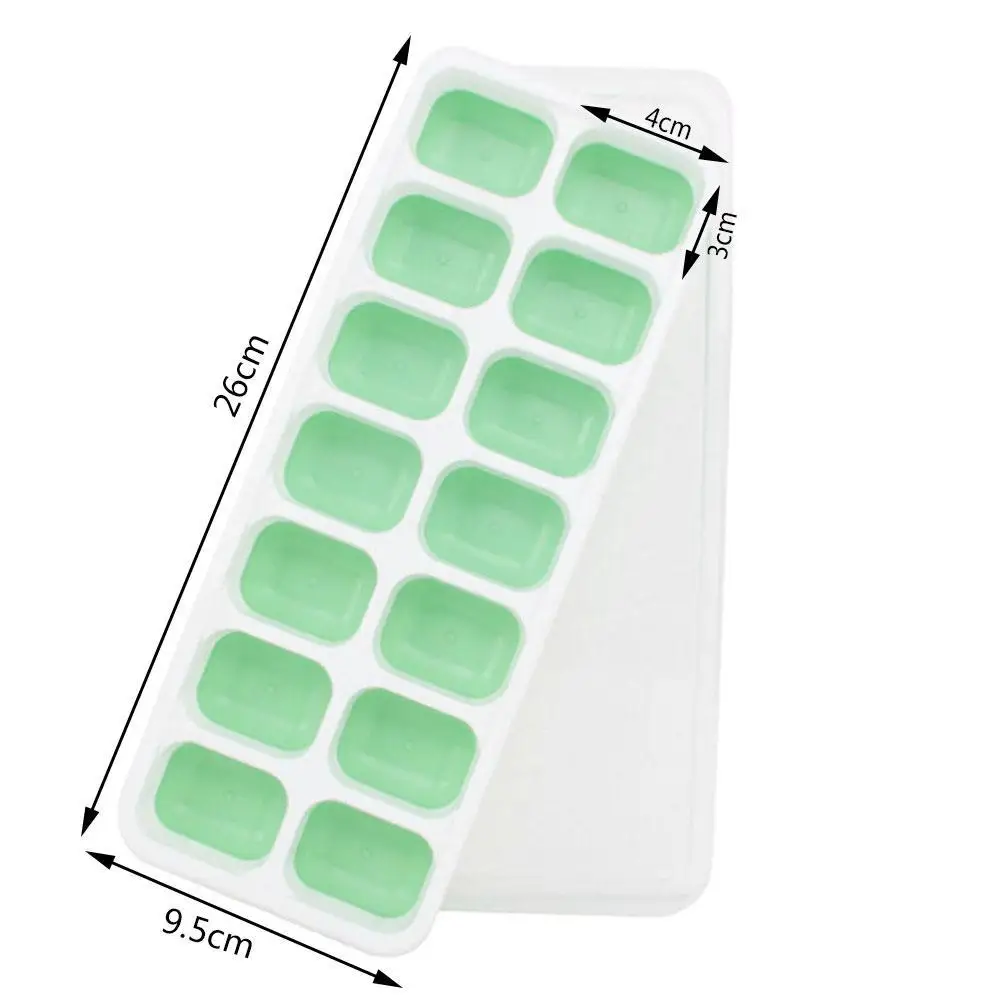 

14 Grid Silicone Ice Tray Mould Household Three-dimensional Ice Molds Square Clear Cover With Tray B4B5