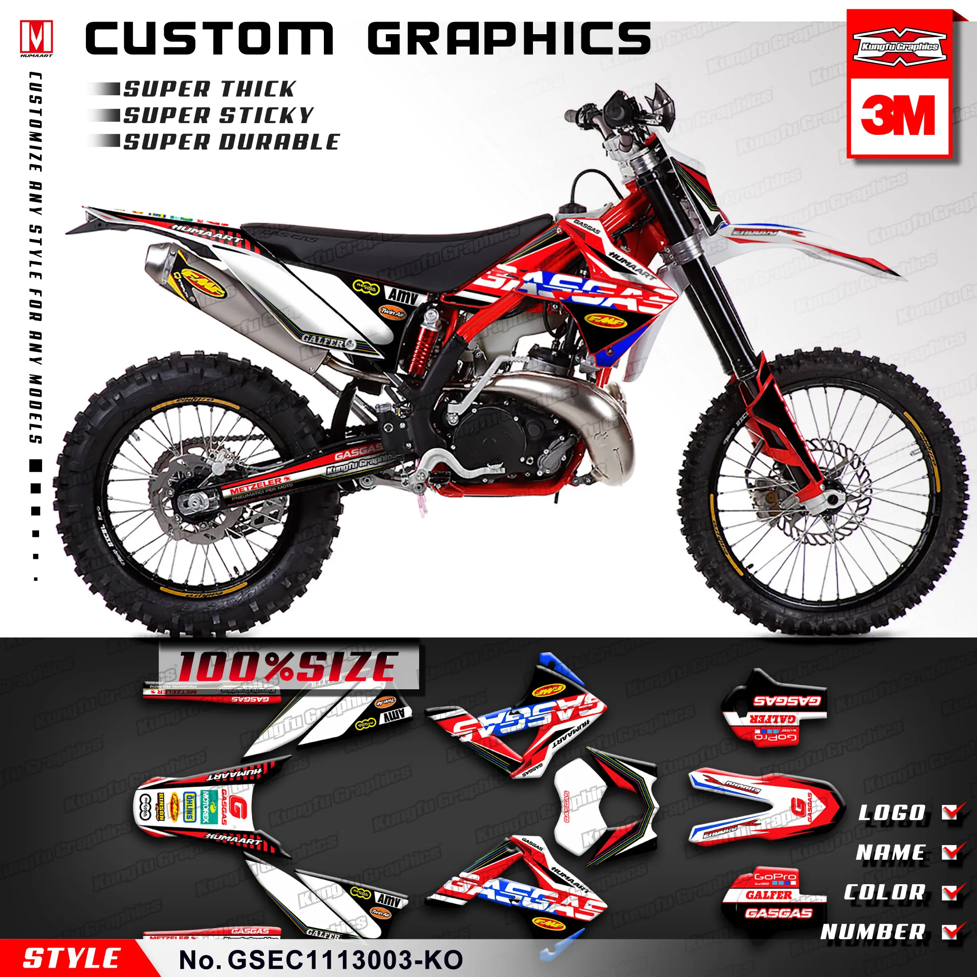 Комплект виниловых наклеек KUNGFU GRAPHICS для газа EC 125 200 250 300 2T 450 4T шесть дней 2011 2012 2013