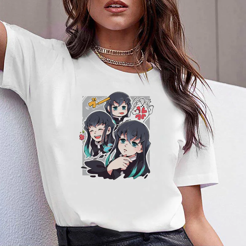 

Harajuku Kawaii Demon Slayer Summer T Shirt Women Kimetsu No Yaiba Funny T-shirt Demon Blade Tshirt Female Short Sleeve Cartoon