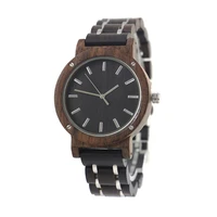dropshipping 2020 brand your own private label metal stainless steel band and natural ebony wood mens watch