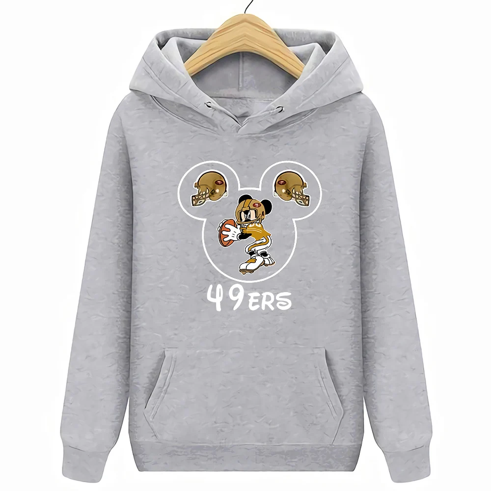 Сан уличная одежда Harajuku Francisco хлопок 49Ers Микки Маус толстовки и толстовки - Цвет: Серый