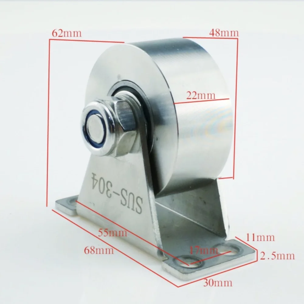 

304 Steel Heavy Grooved Wheel Sliding Door Guide Rail Fixed Bearing Pulley