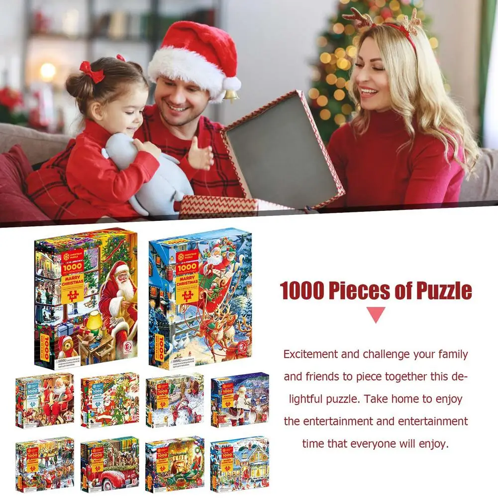 

Рождественская тема Пазл 1000 шт. бумажные блоки Санта Клаус Рождественская елка пейзаж головоломки игрушки для взрослых детей домашние игры