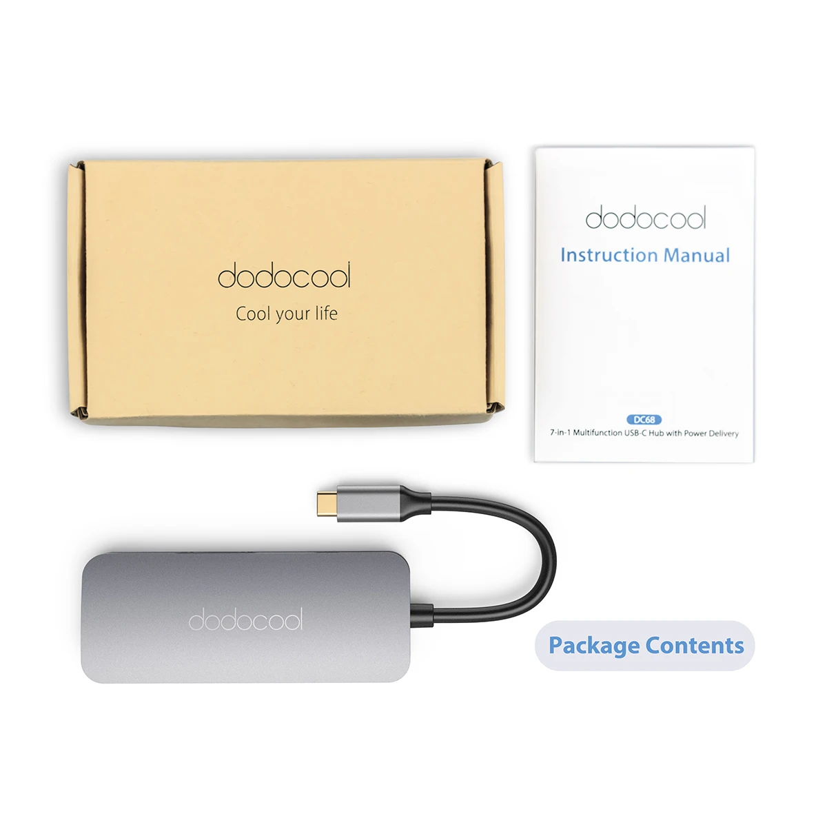Многофункциональный USB-концентратор dodocool 7 в 1 3 шт. 4K HD выход SD/TF PD зарядка порта USB 0
