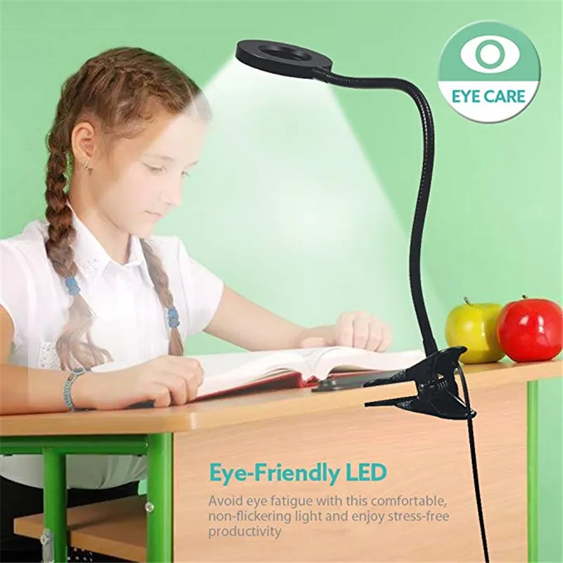 Светодиодный настольный светильник с зажимом для портативной диммируемой