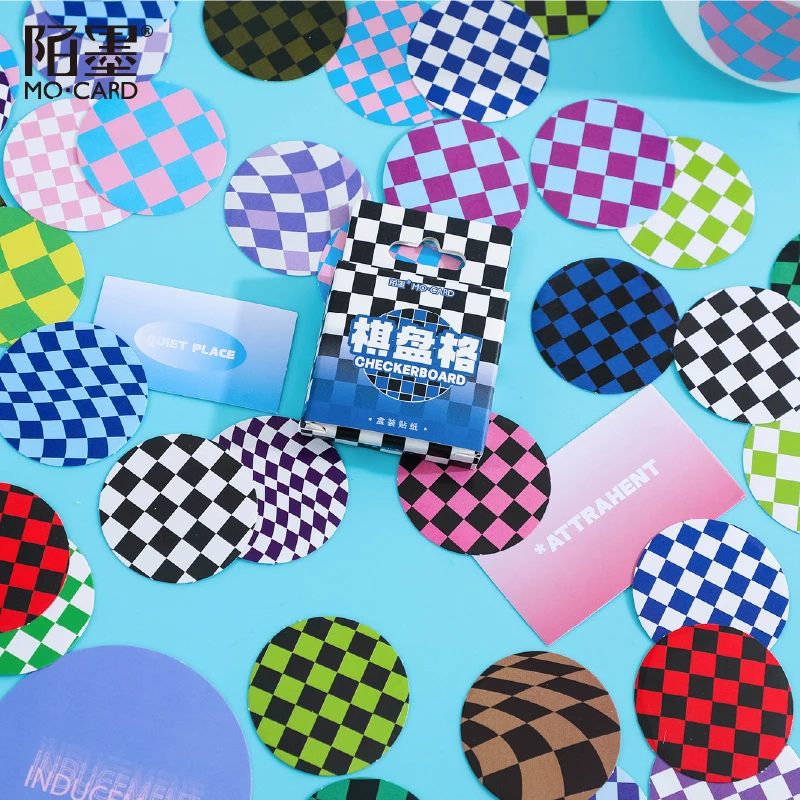 

TIANZI 45pcs/pack Checkerboard Series Simple plaid Kawaii Cute Sticker Custom Stickers Diary Stationery sticker