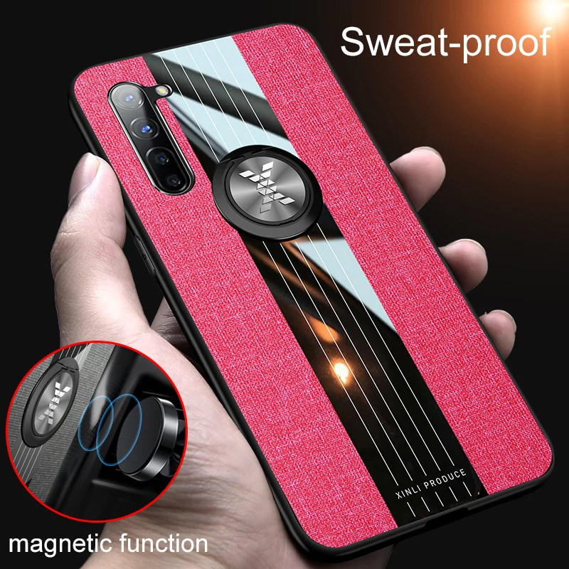

Phone Accessories Case for OPPO Reno 3 Reno3 Pro 5G Reno3Pro Luxury Cloth Denim Bag Magnetic Finger Ring Stand Holder Back Cover