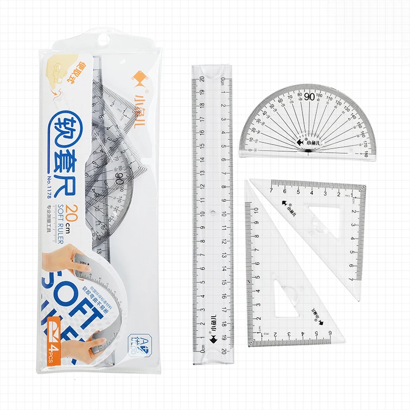 

Линейка прямоугольная, 4 шт., набор гибких пластиковых линейки