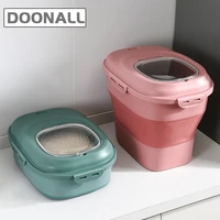 foldable food storage container pet treat storage case airtight rice bucket plastic container holds dry food moisture proof