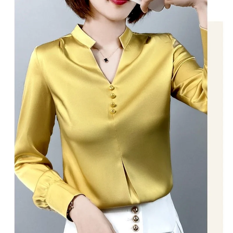 

2021 Chiffon Blouse for Women Spring Summer 2021 Women Fashion Green Long Sleeve Top Overshirt Tunic for Women Office Clothes
