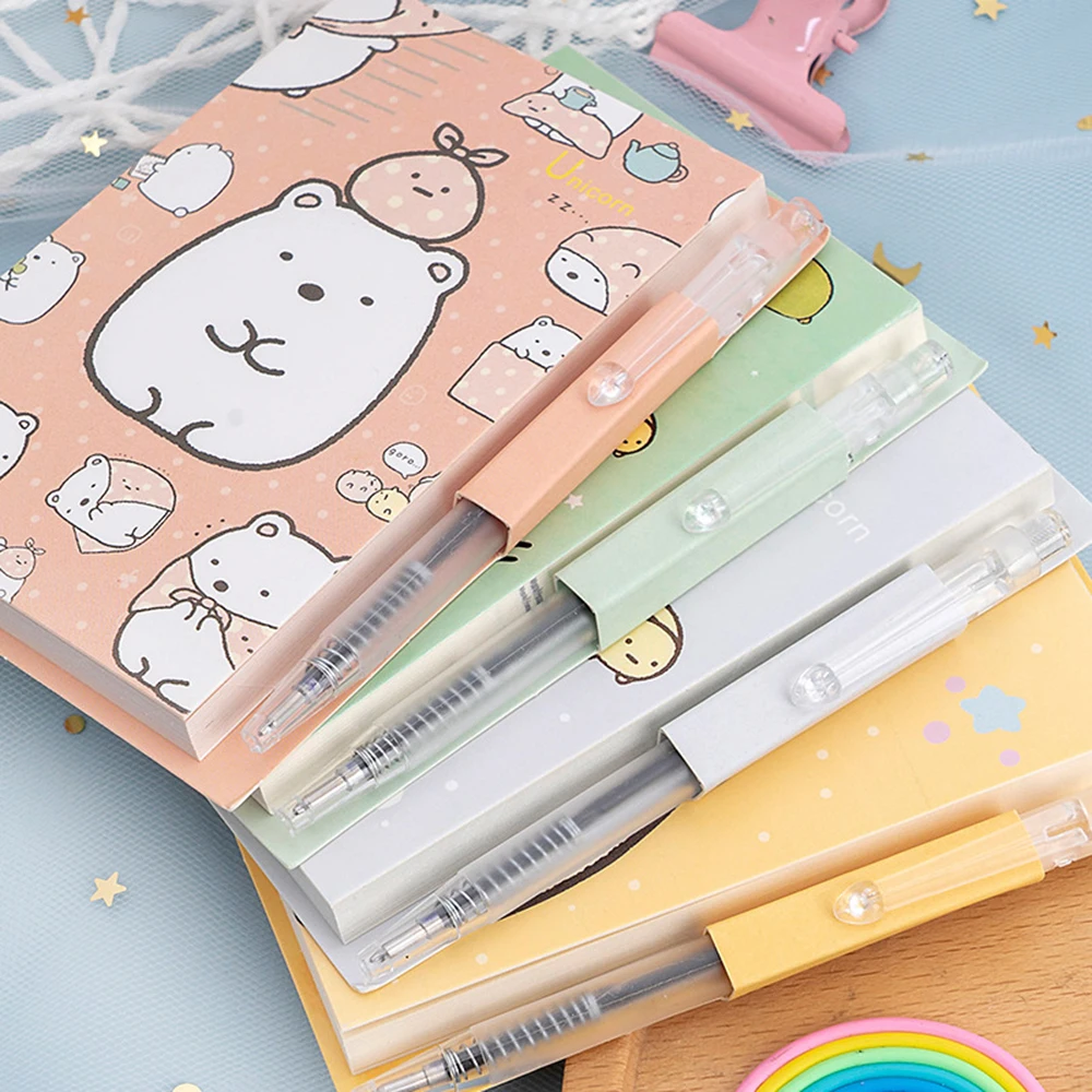 1 Набор Kawaii Sumikko Gurashi блокнот с ручкой для заметок свободный бумага лист школьные