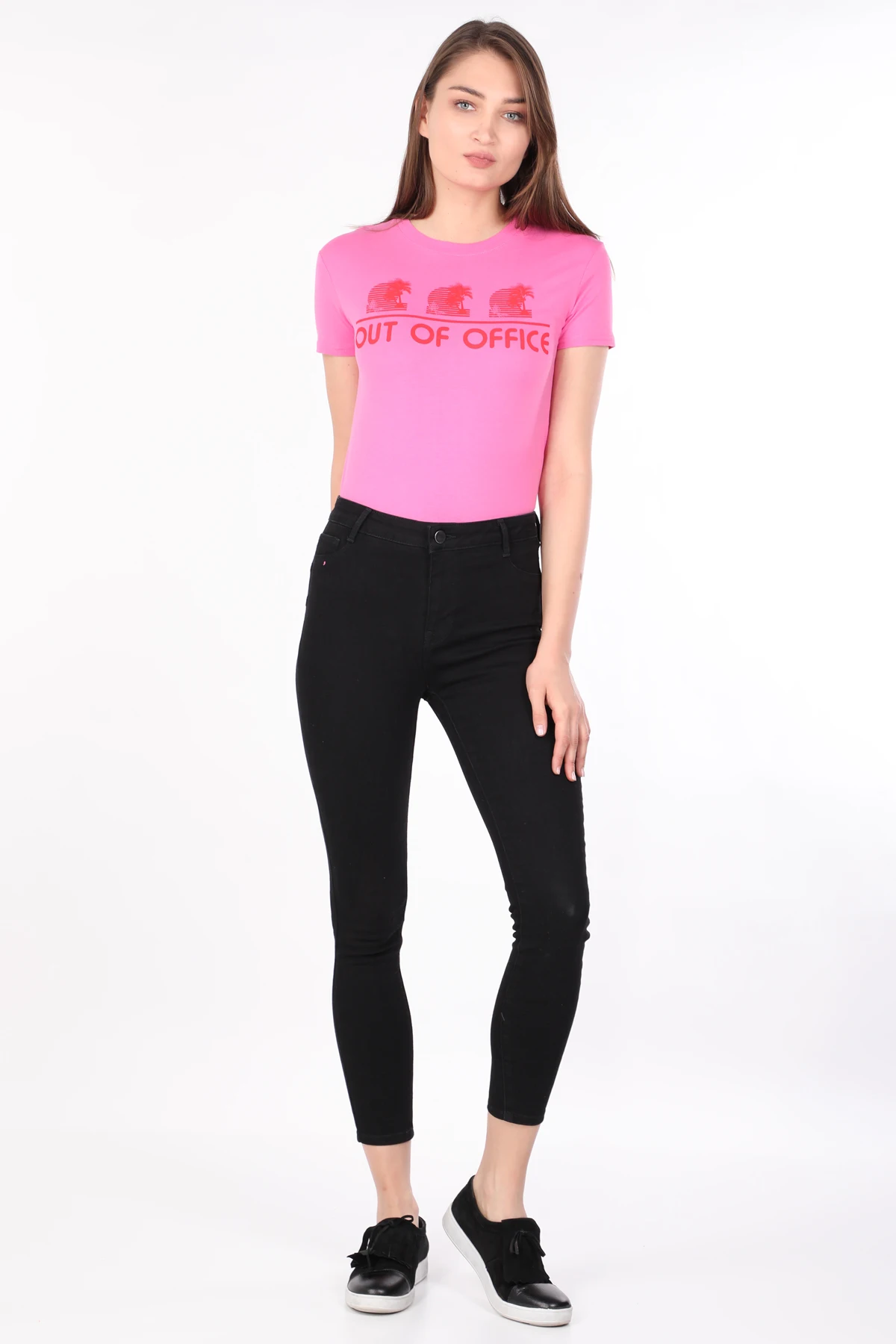 

Womens Crew Neck T-shirt Pink