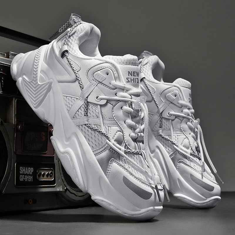 

New Chunky Sneaker Women Couple Summer Running Shoes Men Breathable Mesh Sports Shoes Thick Sole Walking Shoes Zapatillas Hombre